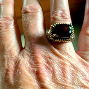 Lia Sophia brown glass cocktail ring